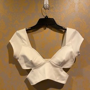Nasty Gal Crop cut out white top
